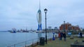 Harbour of Portsmouth England with Spinnaker Tower - PORTSMOUTH, ENGLAND - DECEMBER 29, 2019