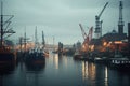 Harbour on a rainy day