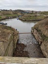 The harbour at Seaton Sluice Northumberland from the Rocky Island bridge Royalty Free Stock Photo