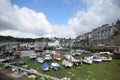 Harbour of small Cornish fishing village with fishing boats Royalty Free Stock Photo