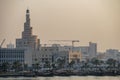 Harbour and spiral mosque of Doha Royalty Free Stock Photo
