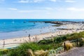 Lyme Regis 6th July 2019 A view of the beach, harbour, and Cobb from Langmoor and Lister gardens