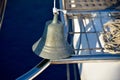 Ships bell on the bow of a yacht Royalty Free Stock Photo
