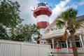 The Harbour Town lighthouse welcomes visitors on Hilton Head Island in the low country of South Carolina Royalty Free Stock Photo