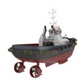 Harbour Tug Boat on white. 3D illustration