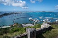 The harbour view from Fort Louis at Marigot, the French capital of St Martin in the Caribbean Royalty Free Stock Photo