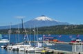 Harbour in Villarica village, on the lake near volcano Royalty Free Stock Photo