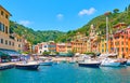 Harbour vith boats in Portofino in Italy