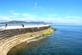 Harbour wall, Lyme Regis. Royalty Free Stock Photo