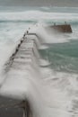 Harbour wall, Sennen Cove, Cornwall. Long exposure. Royalty Free Stock Photo