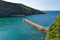 Harbour walls Cornish fishing village Port Isaac Cornwall England UK Royalty Free Stock Photo