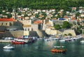 Harbour and walls of Dubrovnik, popular travel destination in Croatia, summertime cityscape