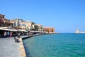 Harbour waterfront and lighthouse, Chania. Royalty Free Stock Photo