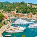 Harbour with yachts and boats in Portofino Royalty Free Stock Photo