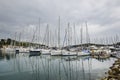 Harbour with yachts of Coastal town Vrsar, Croatia. Vrsar - beautiful antique city, yachts and Adriatic Sea