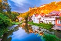 Harburg, Swabia. Beautiful medieval village in historical Bavaria, Germany. Wornitz River