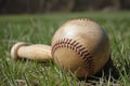 Hard Baseball bat ball. Generate Ai Royalty Free Stock Photo