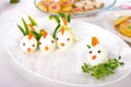 Hard Boiled Egg Chicken Family Royalty Free Stock Photo