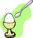 hard boiled egg in cup and spoon vector