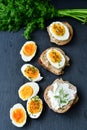 Hard Boiled Eggs and Sandwiches Royalty Free Stock Photo