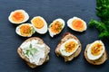 Hard Boiled Eggs and Sandwiches Royalty Free Stock Photo