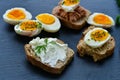 Hard Boiled Eggs and Sandwiches Royalty Free Stock Photo