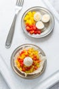 Hard boiled quail eggs with capsicum Royalty Free Stock Photo