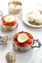 Hard boiled quail eggs Royalty Free Stock Photo