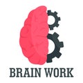 Hard brain work logo, flat style Royalty Free Stock Photo