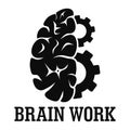 Hard brain work logo, simple style Royalty Free Stock Photo