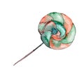 Hard candy lollipop. Watercolor sweets for background illustration set. Isolated dessert food illustration element.