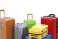 Hard case colorful luggages isolated on white Royalty Free Stock Photo