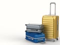 Hard case luggages with blank space on white background
