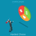 Hard choice targeting aiming business flat 3d vector isometric Royalty Free Stock Photo