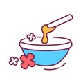 Hard cold waxing color line icon. Melted and applied on the skin where the hair needs to be removed. Pictogram for web page,