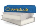 Hard cover blue books with Swedish word