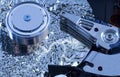 Hard disk detail with surface splinters Royalty Free Stock Photo