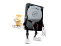 Hard disk drive character with stack of coins