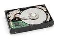 Hard disk drive with cover removed exposing internal components and platters Royalty Free Stock Photo