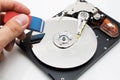 Hard disk drive data erase metaphor Royalty Free Stock Photo