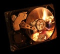 Hard Disk Drive on Fire Royalty Free Stock Photo