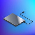 Hard Disk Drive. HDD isometric illustration on blue background. Vector Royalty Free Stock Photo