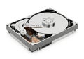 Hard disk drive with its cover removed exposing internal components and platter Royalty Free Stock Photo