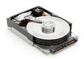 Hard disk drive with its cover removed exposing internal components and platters Royalty Free Stock Photo