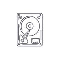 Hard disk drive linear icon. Thin line illustration. Data storage technology. HDD outline isolated vector Royalty Free Stock Photo