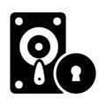 Hard disk drive security icon, data protection, security concept Royalty Free Stock Photo