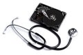 Hard disk drive and stethoscope. HDD diagnostic and repair Royalty Free Stock Photo