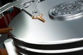 Hard Disk Drive view inside, 3D rendering Royalty Free Stock Photo