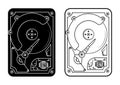 Hard disk. Harddisk in glyph and outline style. HDD disks in black color in flat style for web. Vector
