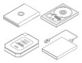 Hard disk icons set vector outine Royalty Free Stock Photo